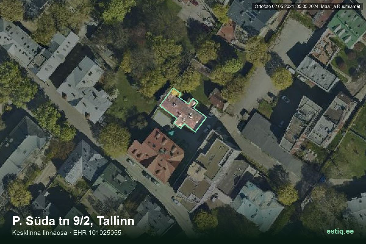 Süda tänav 9/2, Tallinn – ilmakuva rakennuksesta, ääriviiva rakennusrekisteristä (EHR)