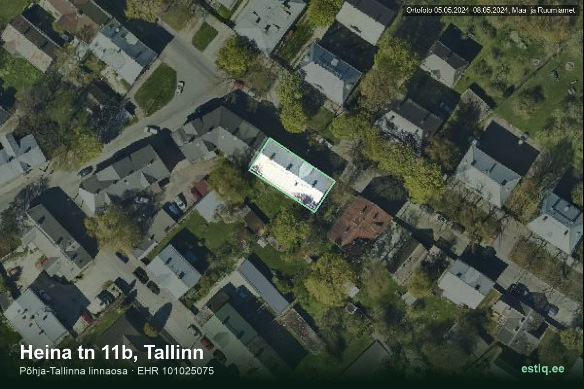 Heina tänav 11b, Tallinn – aerial photo of the building, outline from the Building Register (EHR)