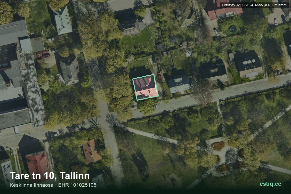 Tare tänav 10, Tallinn – hoone aerofoto, kontuur ehitisregistri (EHR) andmetest