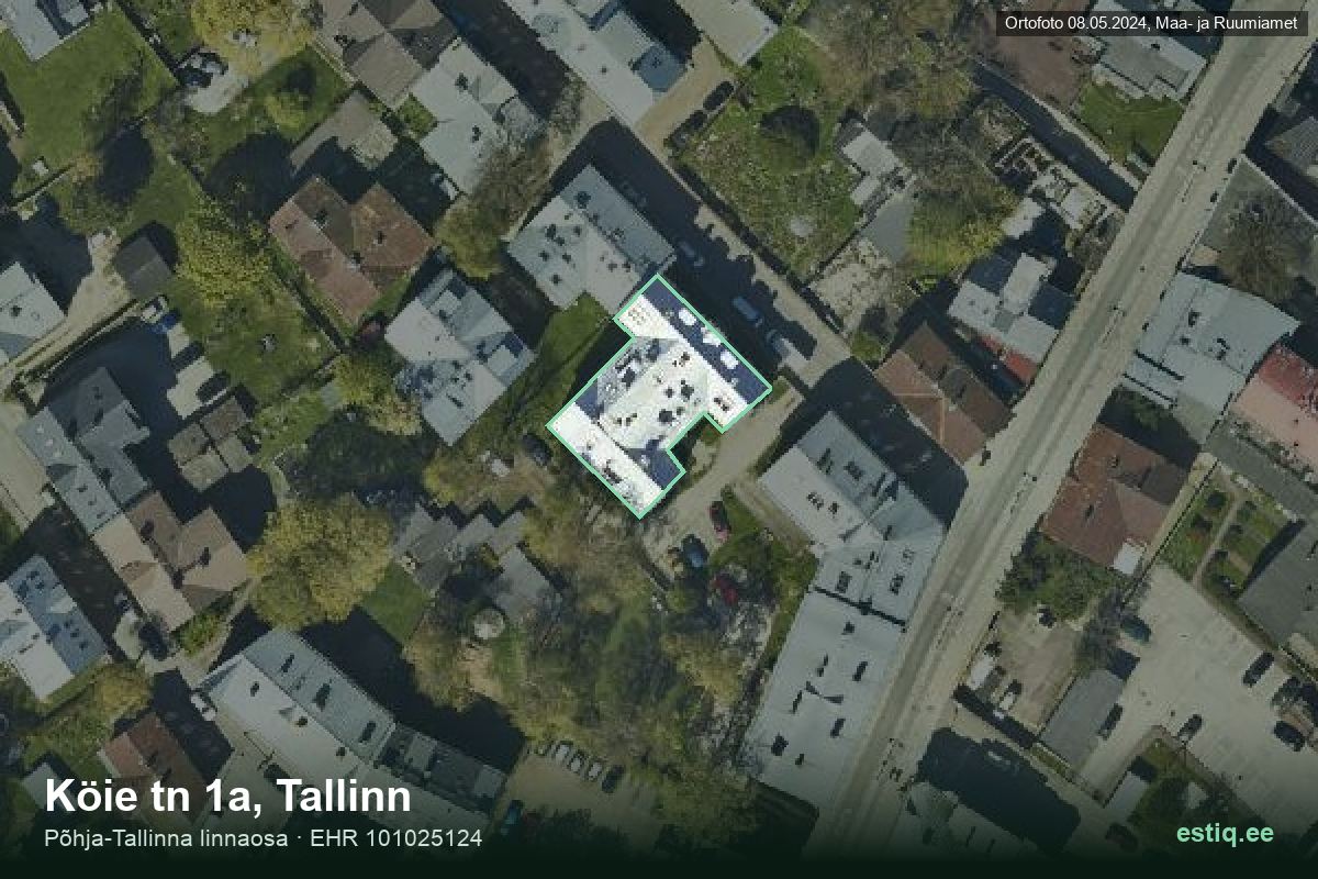 Köie tänav 1a, Tallinn – hoone aerofoto, kontuur ehitisregistri (EHR) andmetest