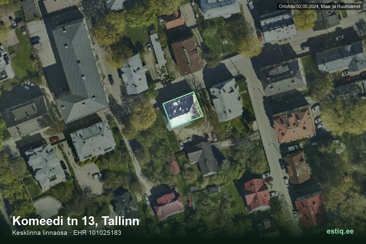 Komeedi tänav 13, Tallinn – hoone aerofoto, kontuur ehitisregistri (EHR) andmetest