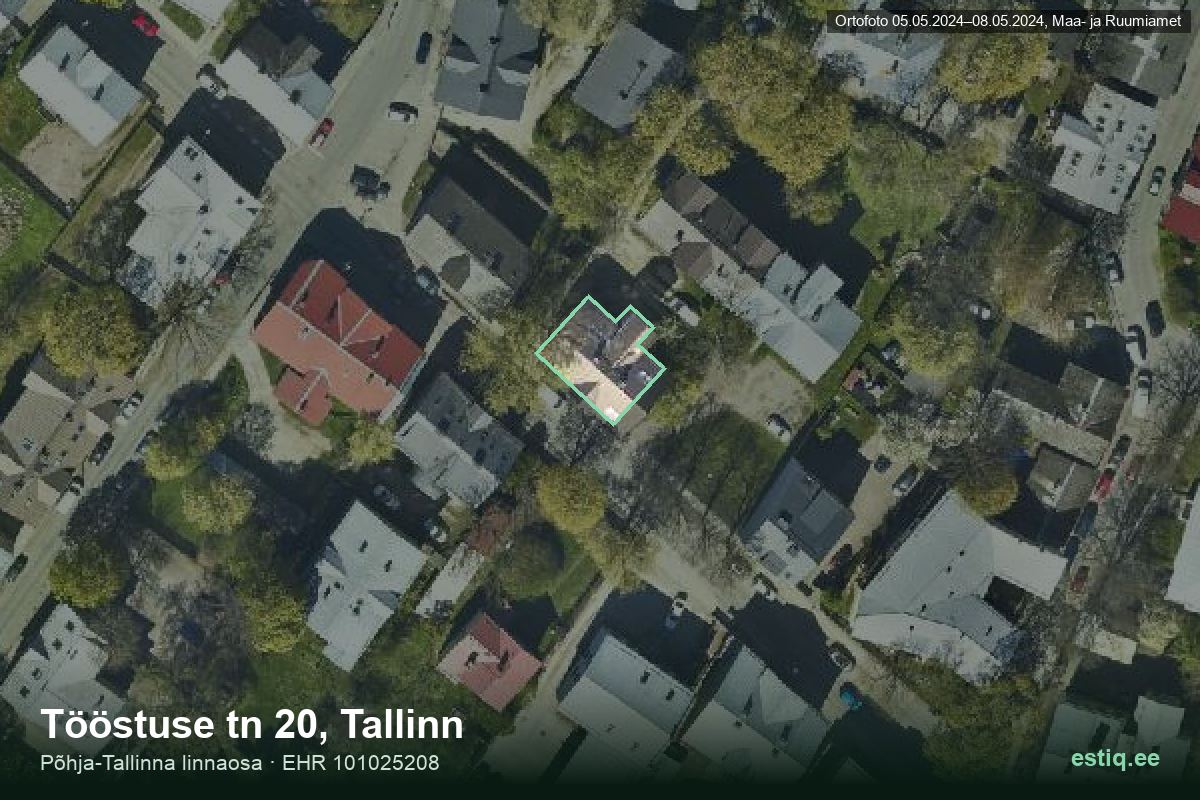 Tööstuse tänav 20, Tallinn – hoone aerofoto, kontuur ehitisregistri (EHR) andmetest