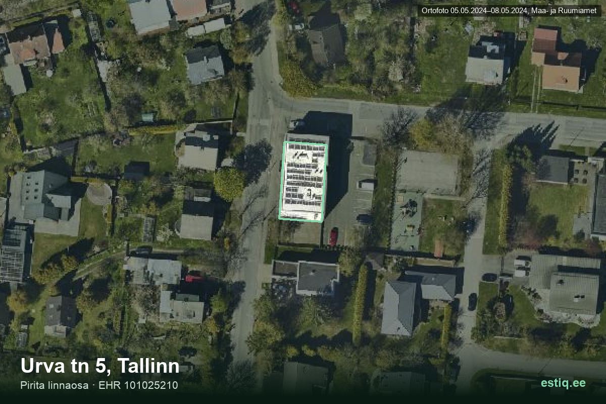 Urva tänav 5, Tallinn – ilmakuva rakennuksesta, ääriviiva rakennusrekisteristä (EHR)