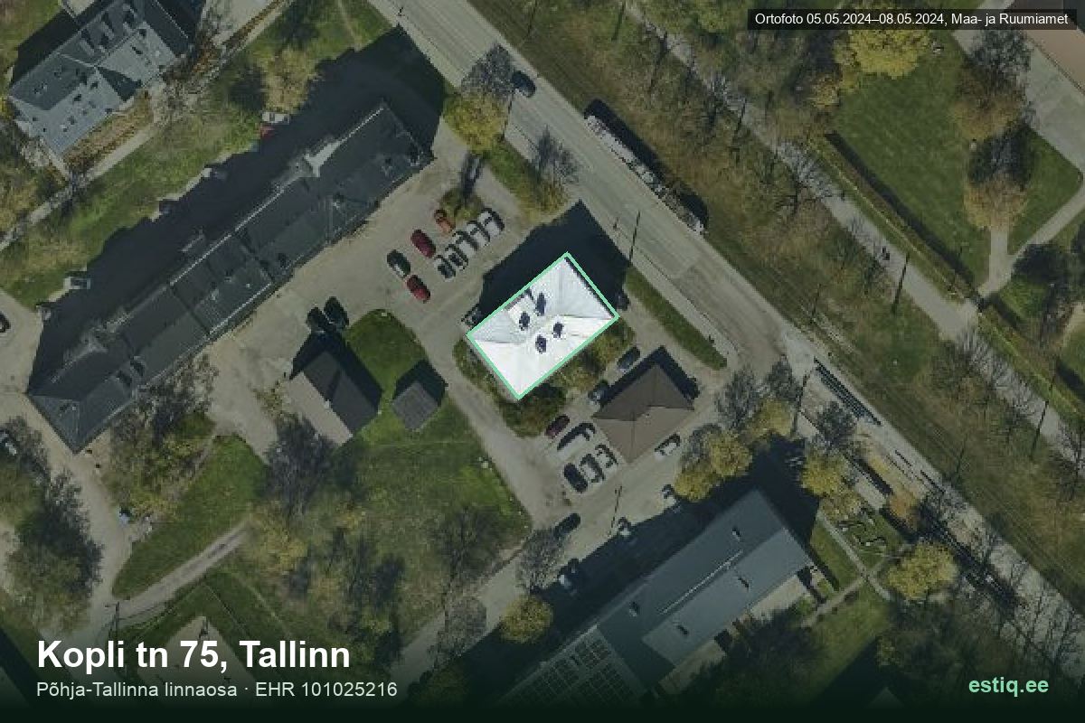 Kopli tänav 75, Tallinn – aerial photo of the building, outline from the Building Register (EHR)