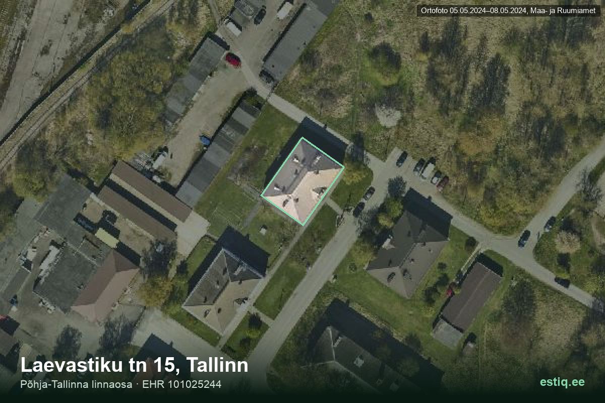 Laevastiku tänav 15, Tallinn – hoone aerofoto, kontuur ehitisregistri (EHR) andmetest