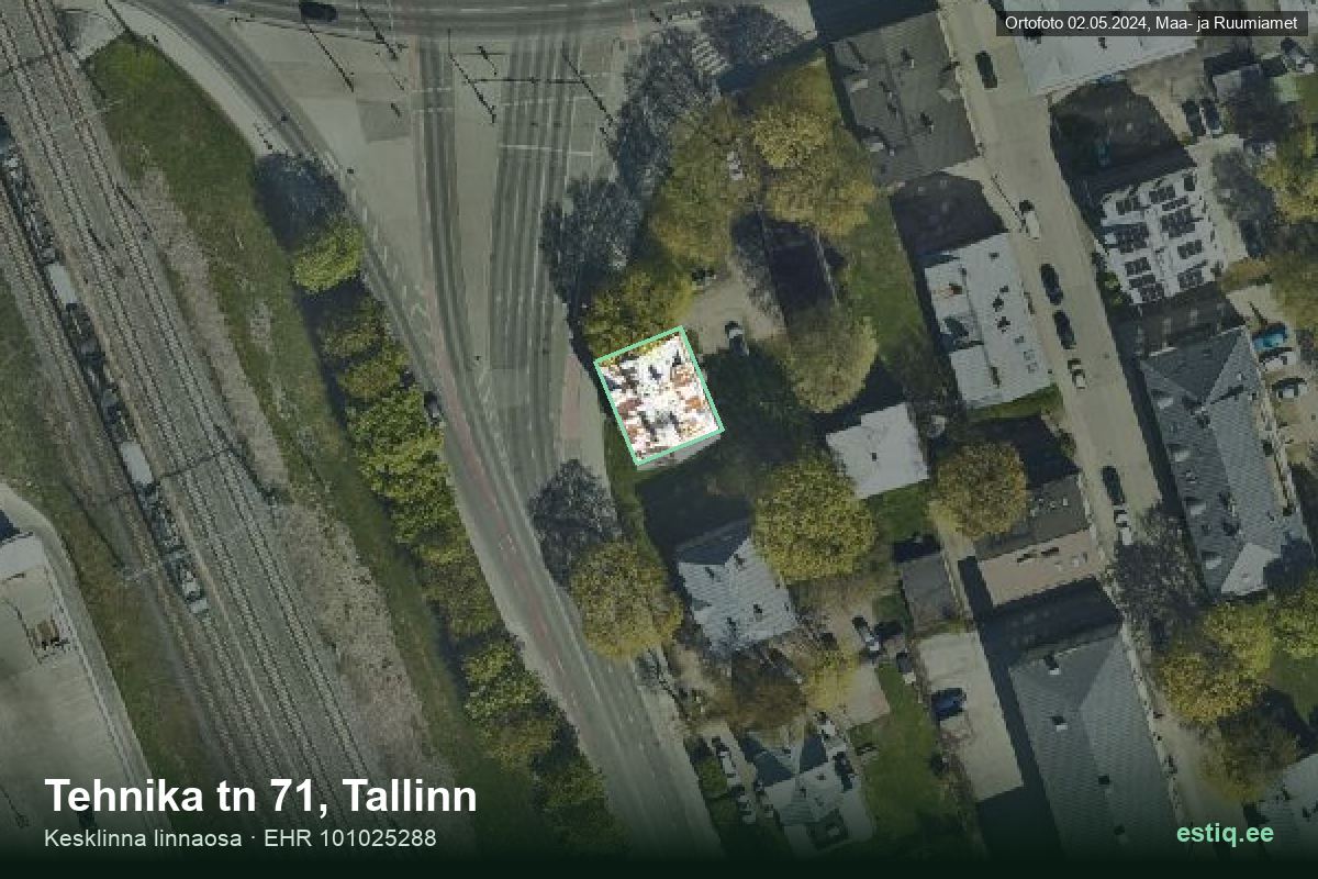 Tehnika tänav 71, Tallinn – hoone aerofoto, kontuur ehitisregistri (EHR) andmetest
