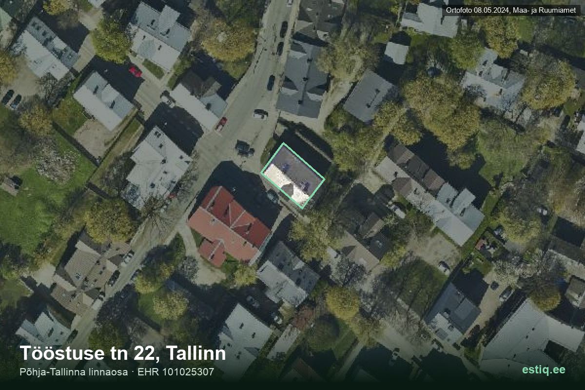 Tööstuse tänav 22, Tallinn – hoone aerofoto, kontuur ehitisregistri (EHR) andmetest