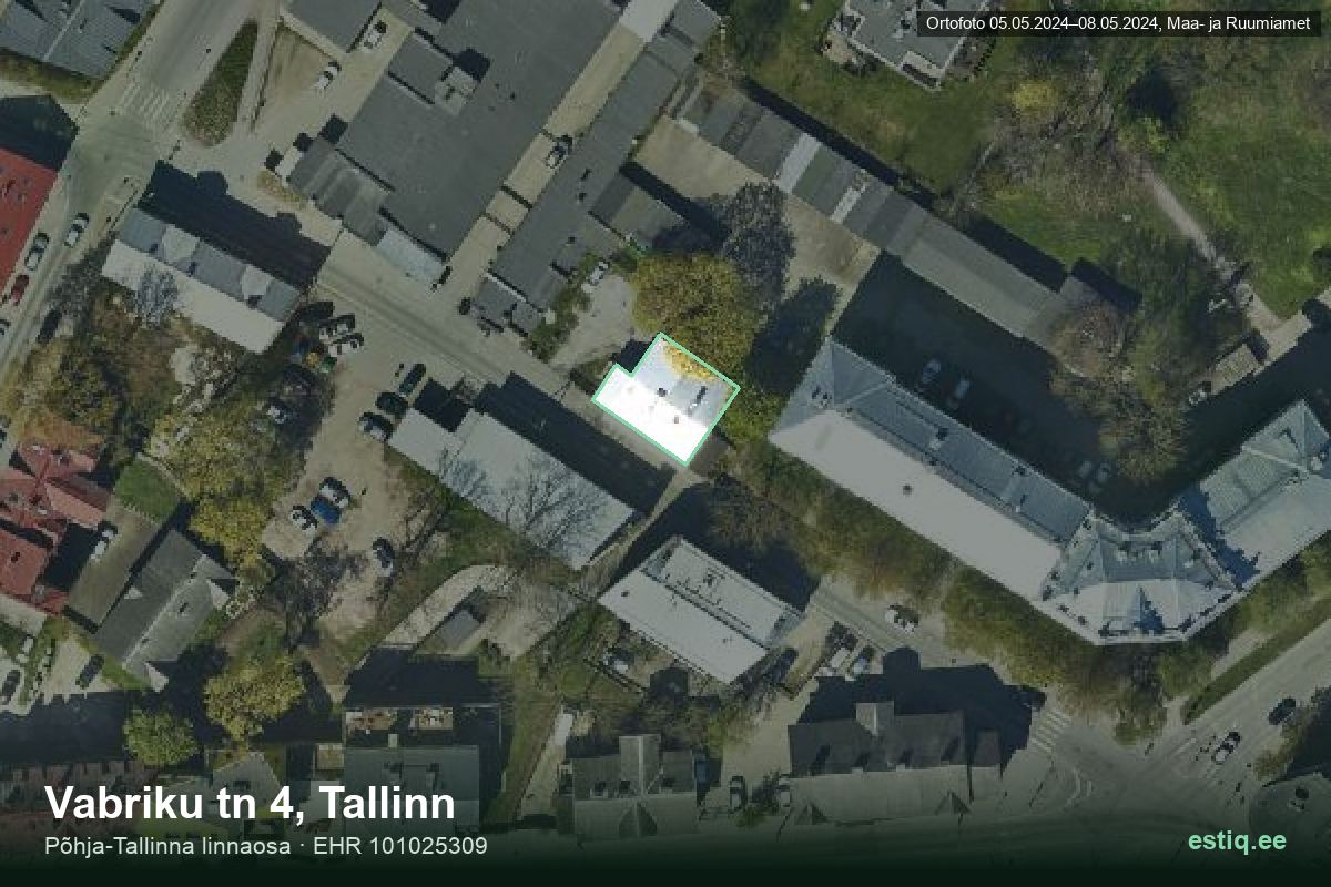 Vabriku tänav 4, Tallinn – ilmakuva rakennuksesta, ääriviiva rakennusrekisteristä (EHR)