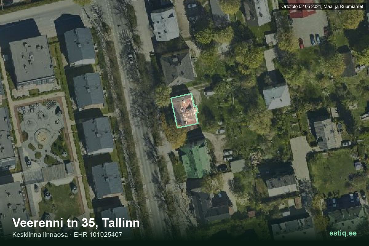 Veerenni tänav 35, Tallinn – aerial photo of the building, outline from the Building Register (EHR)