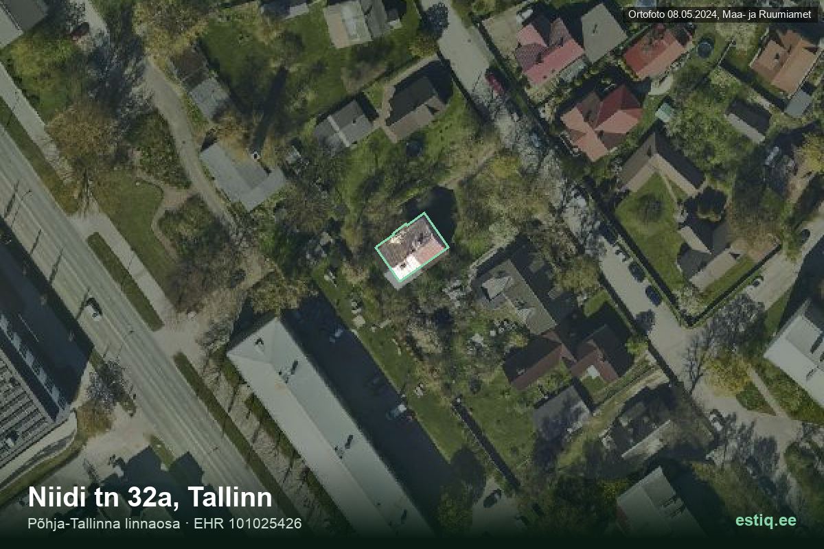 Niidi tänav 32a, Tallinn – hoone aerofoto, kontuur ehitisregistri (EHR) andmetest