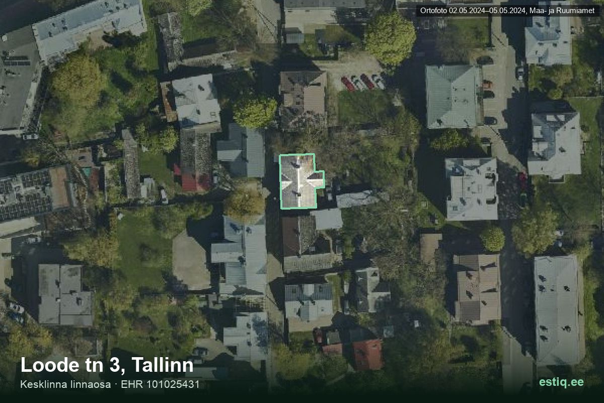 Loode tänav 3, Tallinn – hoone aerofoto, kontuur ehitisregistri (EHR) andmetest