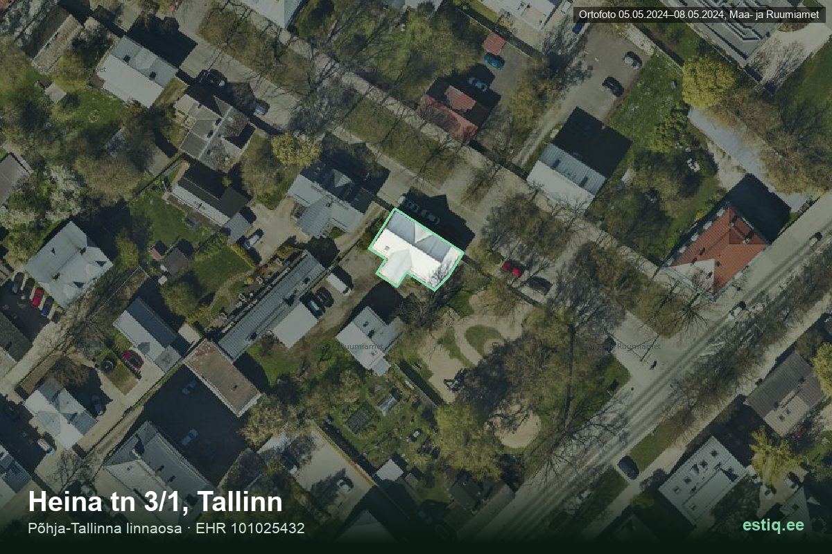 Heina tänav 3/1, Tallinn – ilmakuva rakennuksesta, ääriviiva rakennusrekisteristä (EHR)