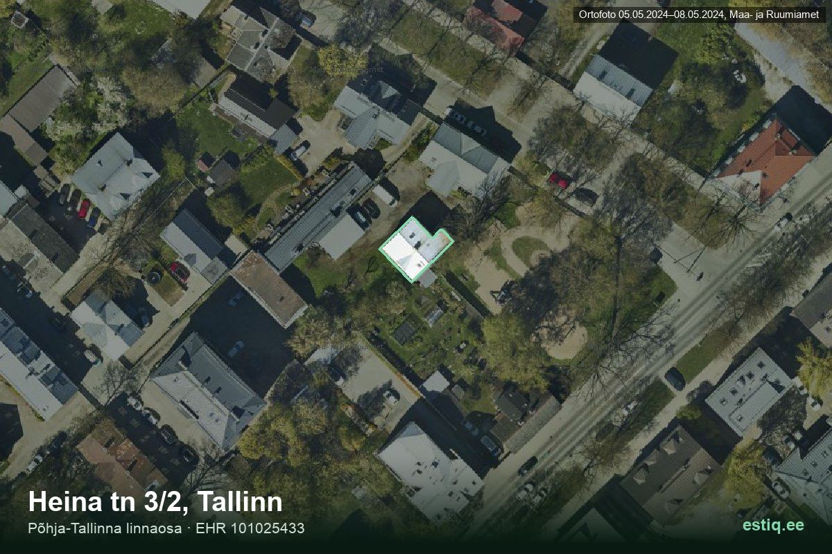 Heina tänav 3/2, Tallinn – ilmakuva rakennuksesta, ääriviiva rakennusrekisteristä (EHR)