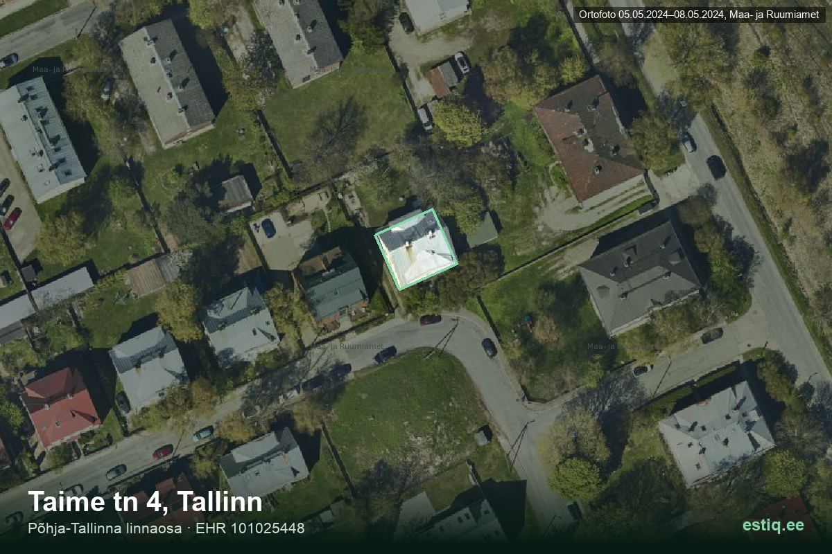 Taime tänav 4, Tallinn – hoone aerofoto, kontuur ehitisregistri (EHR) andmetest