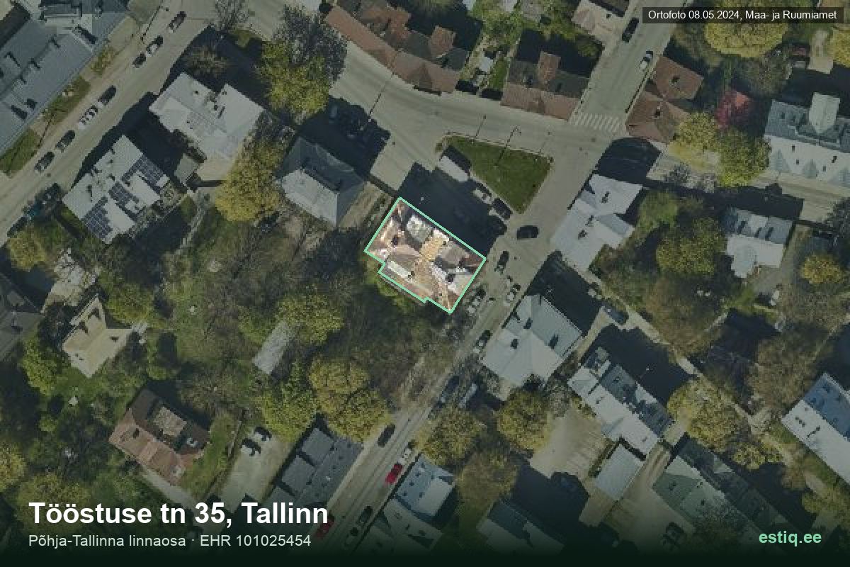 Tööstuse tänav 35, Tallinn – hoone aerofoto, kontuur ehitisregistri (EHR) andmetest