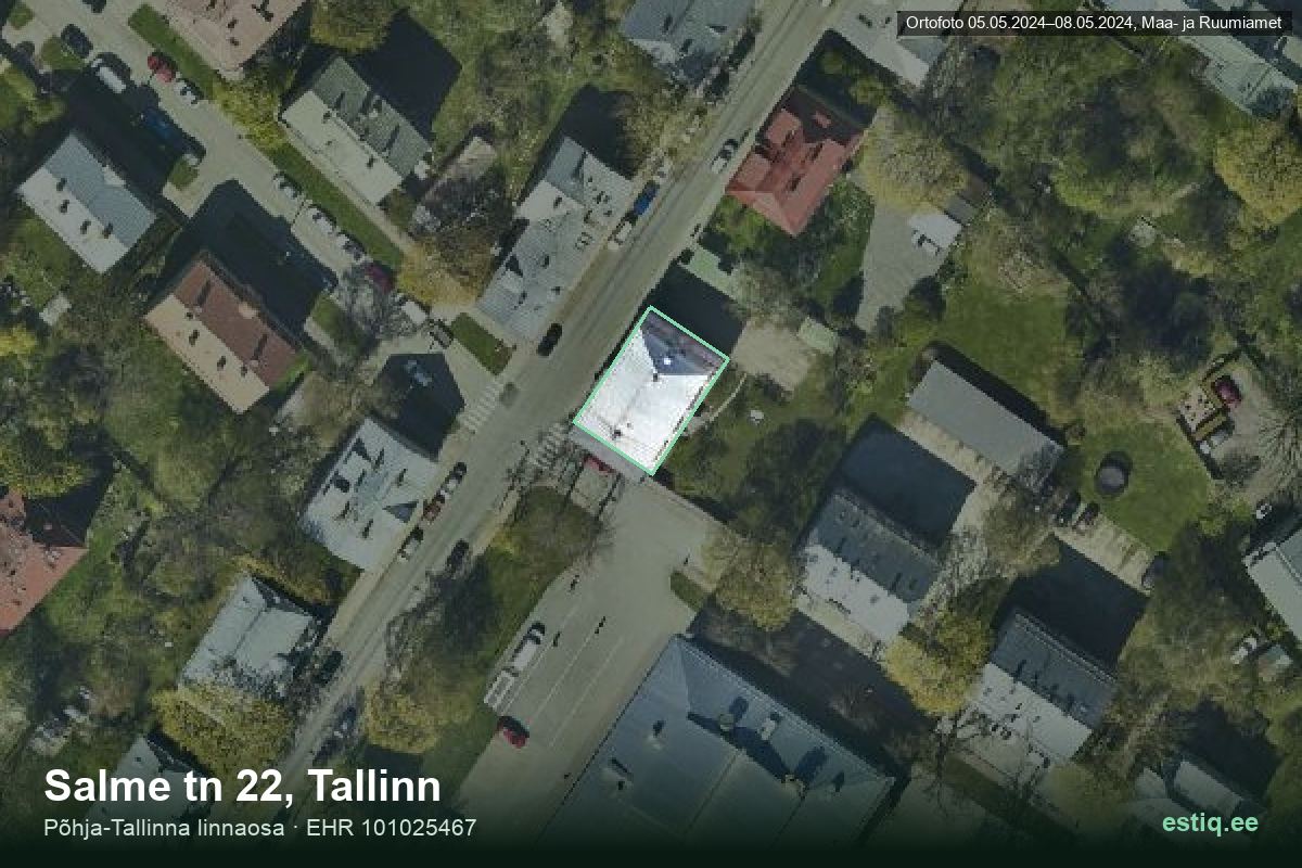 Salme tänav 22, Tallinn – hoone aerofoto, kontuur ehitisregistri (EHR) andmetest