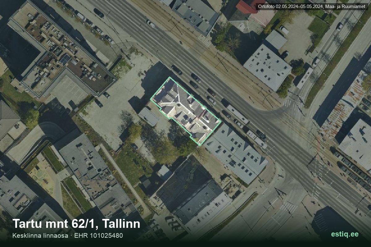Tartu mnt 62/1, Tallinn – ilmakuva rakennuksesta, ääriviiva rakennusrekisteristä (EHR)