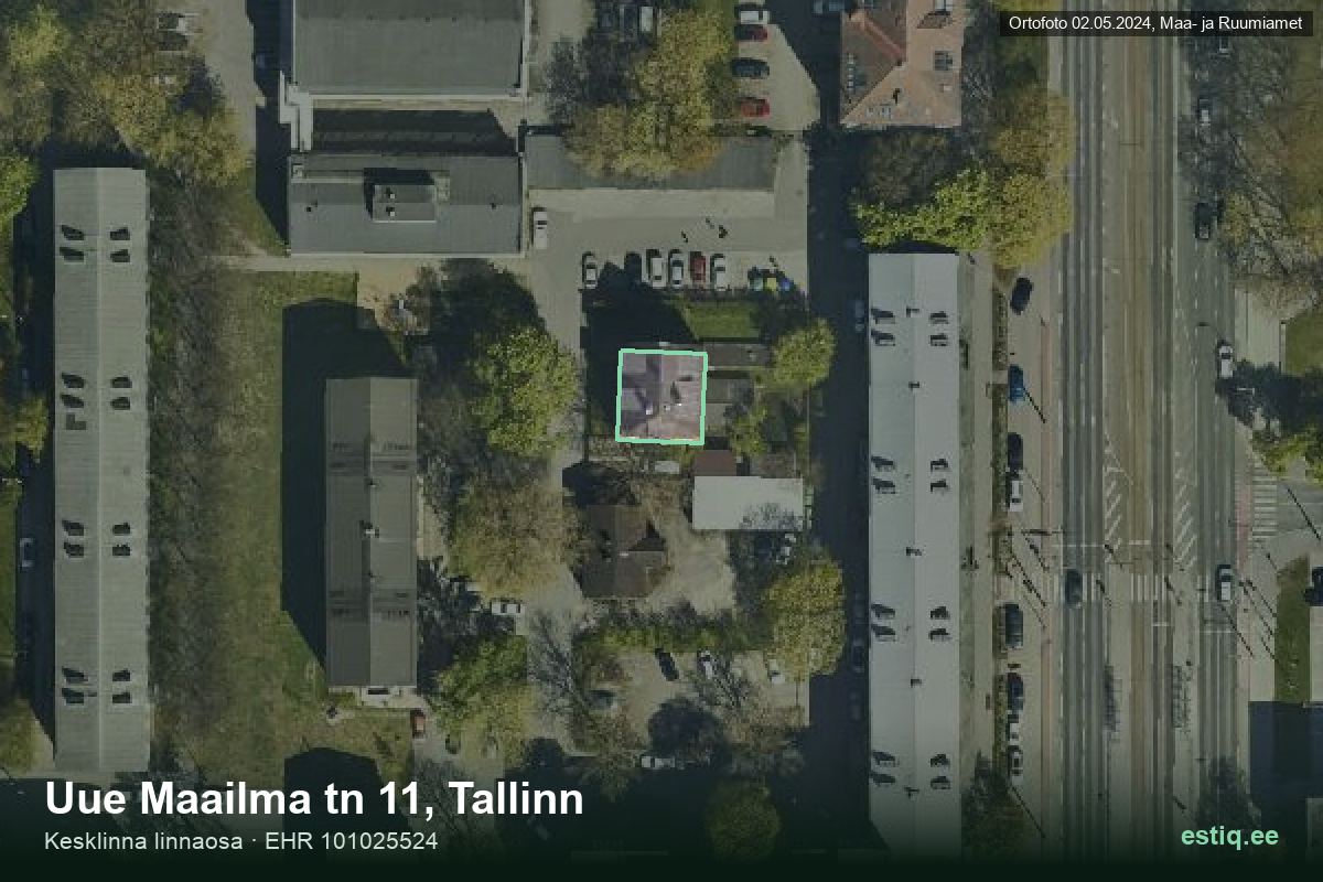 Uue Maailma tänav 11, Tallinn – hoone aerofoto, kontuur ehitisregistri (EHR) andmetest