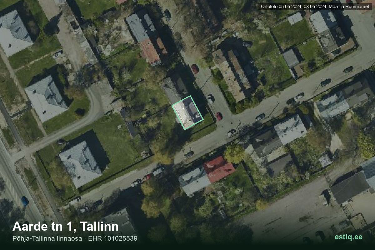 Aarde tänav 1, Tallinn – ilmakuva rakennuksesta, ääriviiva rakennusrekisteristä (EHR)