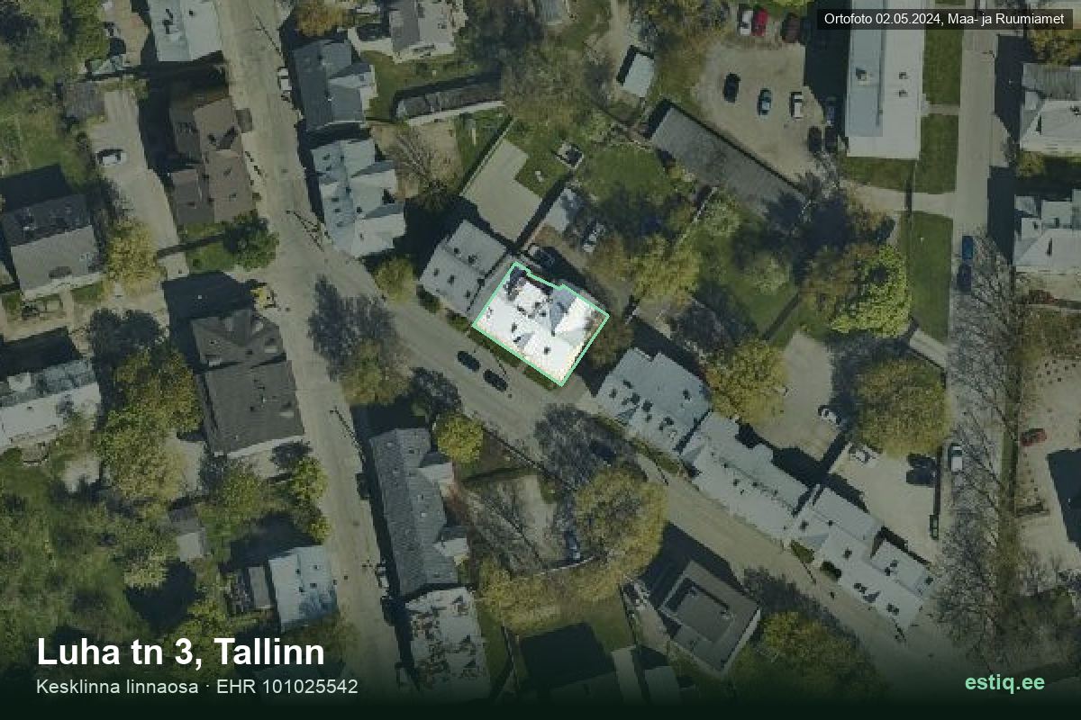 Luha tänav 3, Tallinn – hoone aerofoto, kontuur ehitisregistri (EHR) andmetest