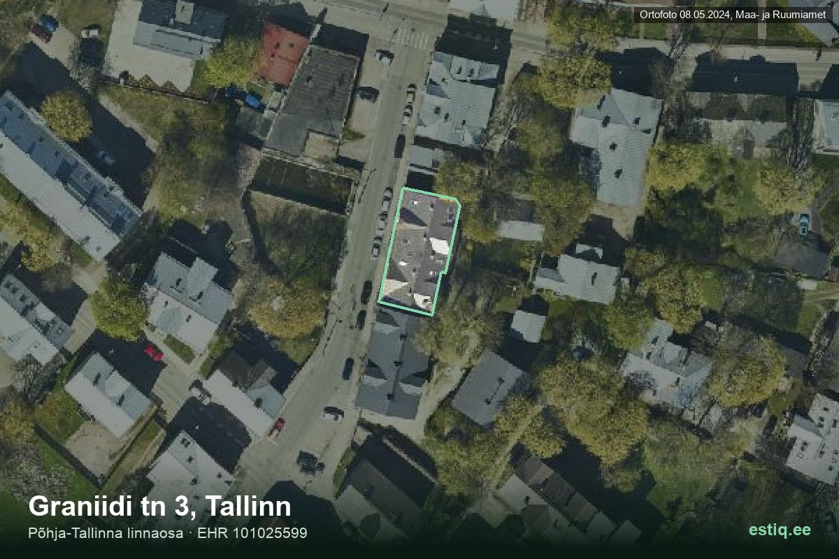 Graniidi tänav 3, Tallinn – hoone aerofoto, kontuur ehitisregistri (EHR) andmetest