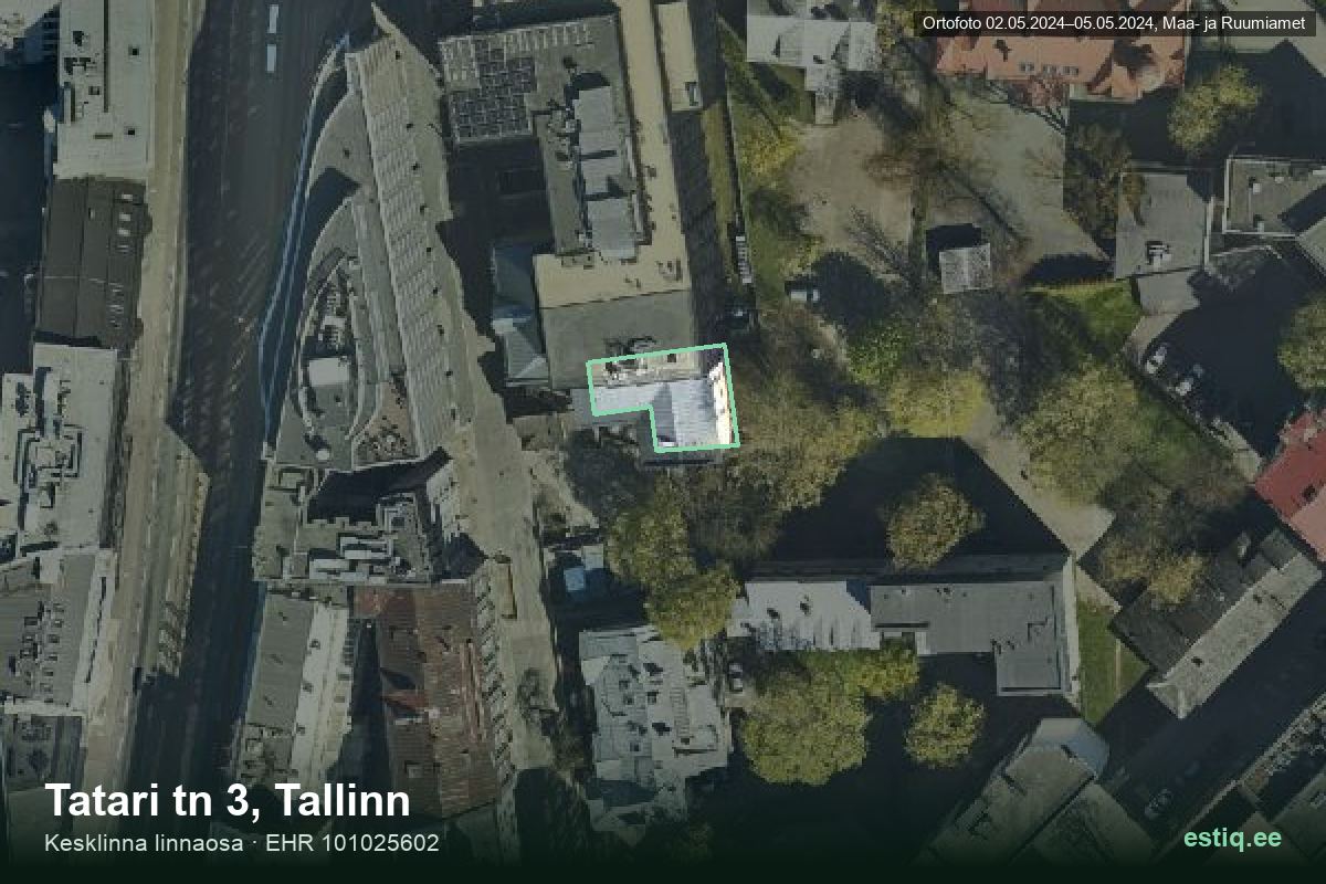 Tatari tänav 3, Tallinn – ilmakuva rakennuksesta, ääriviiva rakennusrekisteristä (EHR)