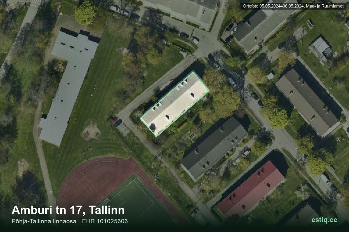 Amburi tänav 17, Tallinn – hoone aerofoto, kontuur ehitisregistri (EHR) andmetest