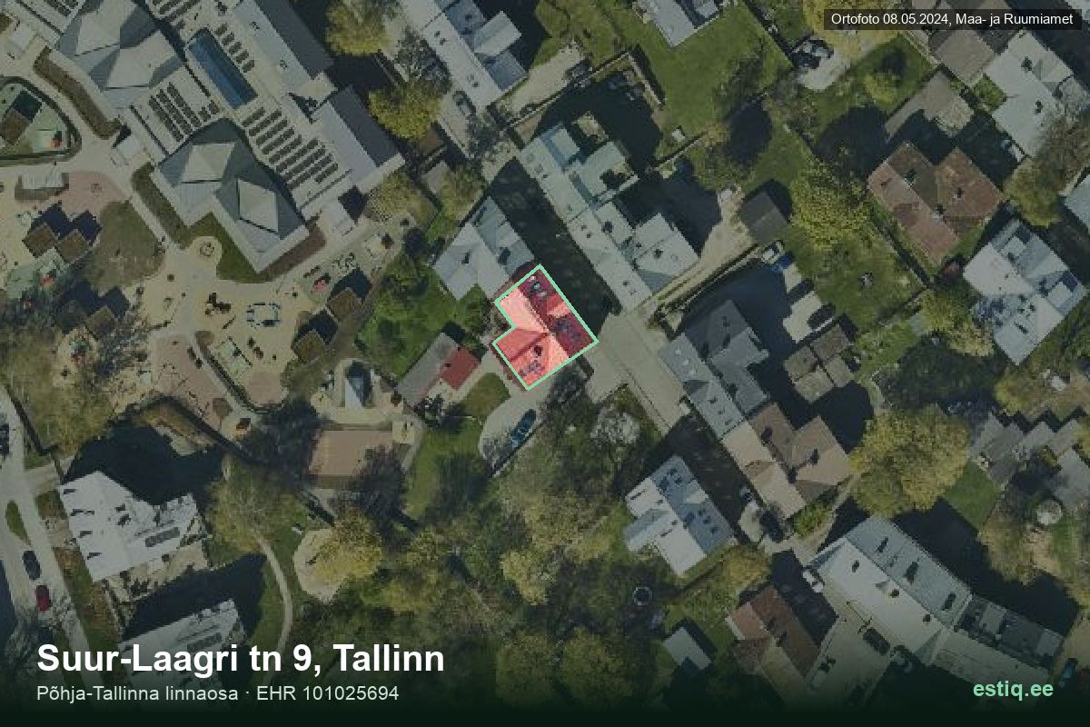 Suur-Laagri tänav 9, Tallinn – ilmakuva rakennuksesta, ääriviiva rakennusrekisteristä (EHR)