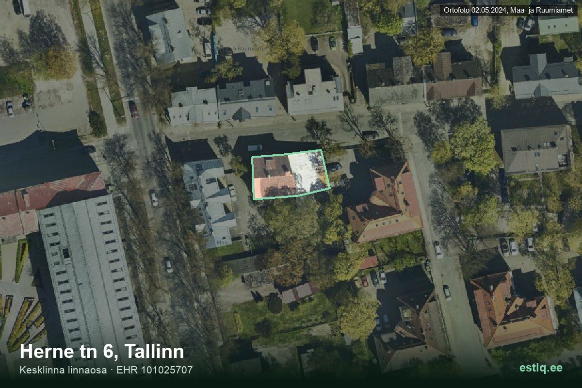 Herne tänav 6, Tallinn – aerial photo of the building, outline from the Building Register (EHR)