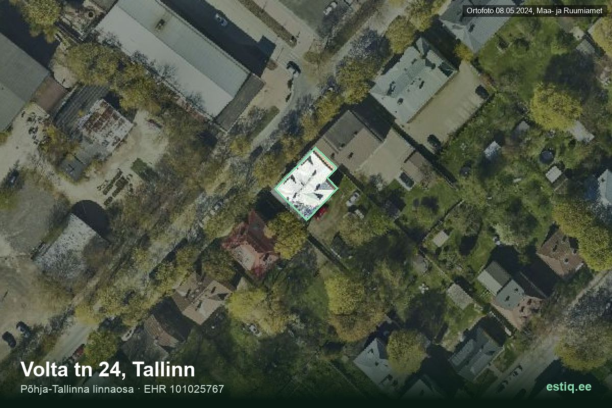Volta tänav 24, Tallinn – ilmakuva rakennuksesta, ääriviiva rakennusrekisteristä (EHR)