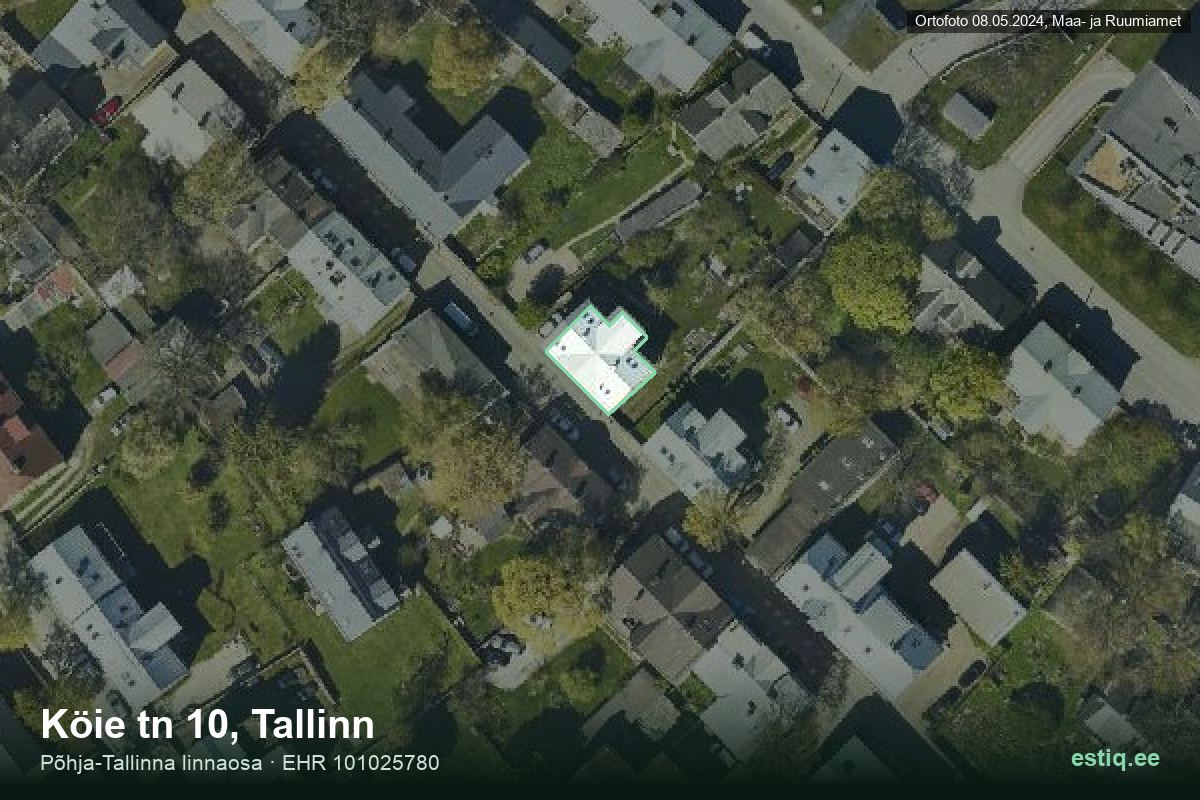 Köie tänav 10, Tallinn – hoone aerofoto, kontuur ehitisregistri (EHR) andmetest