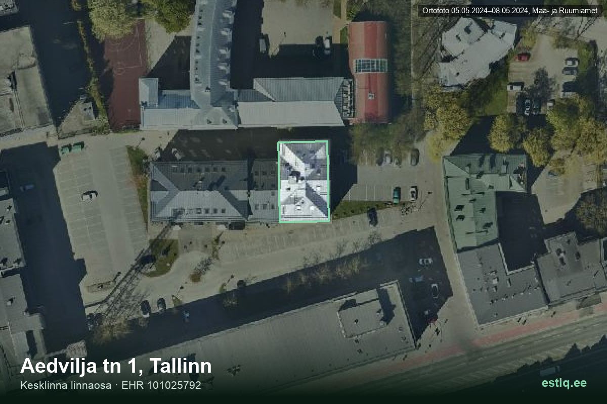 Aedvilja tänav 1, Tallinn – hoone aerofoto, kontuur ehitisregistri (EHR) andmetest