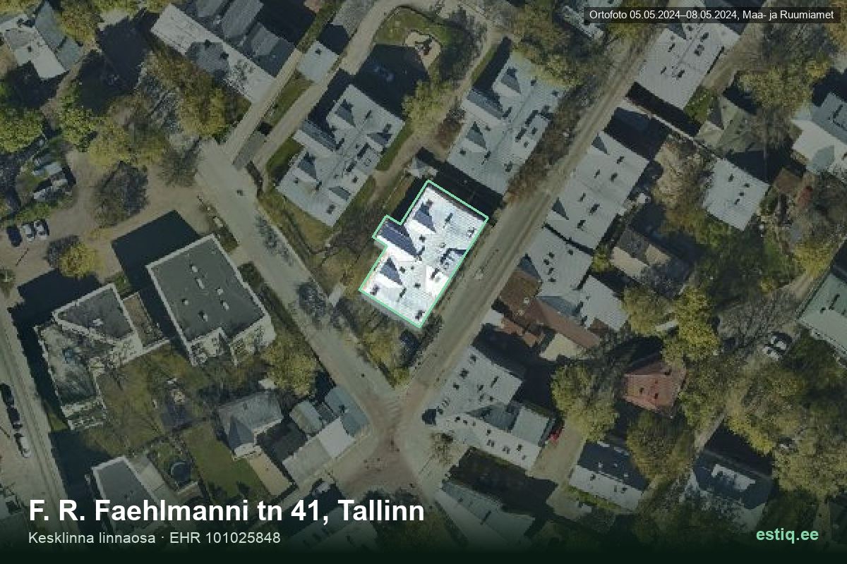 F. R. Faehlmanni tänav 41, Tallinn – ilmakuva rakennuksesta, ääriviiva rakennusrekisteristä (EHR)