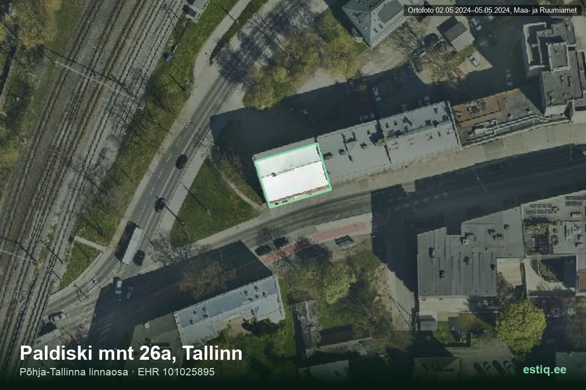 Paldiski mnt 26a, Tallinn – aerial photo of the building, outline from the Building Register (EHR)
