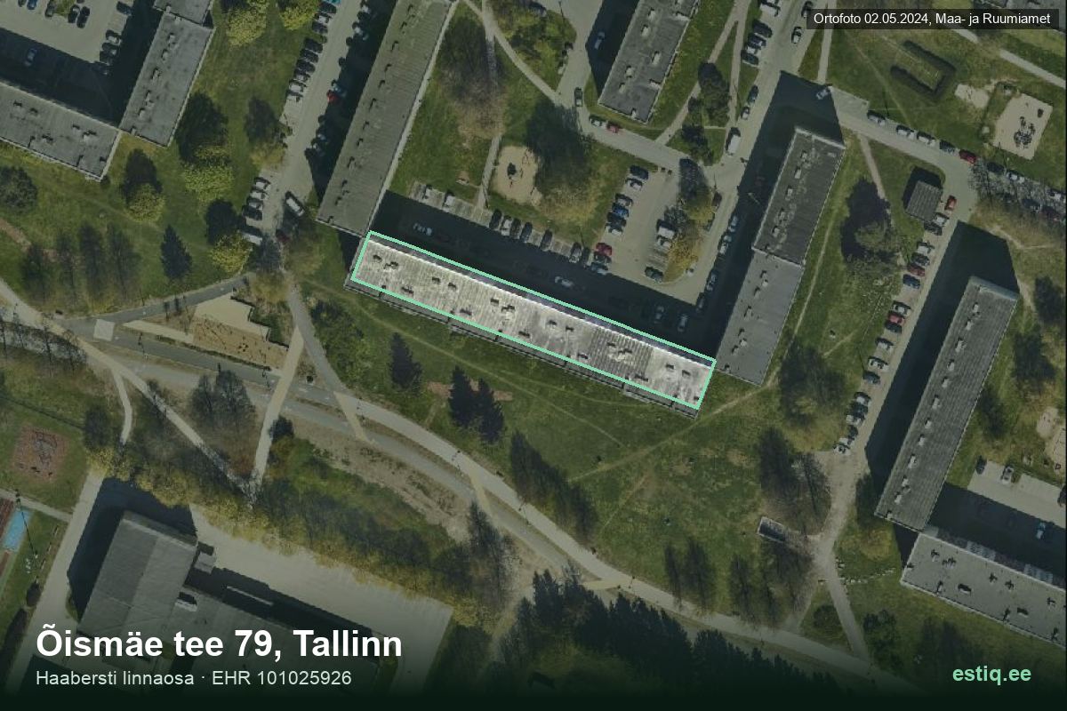 Õismäe tee 79, Tallinn – hoone aerofoto, kontuur ehitisregistri (EHR) andmetest