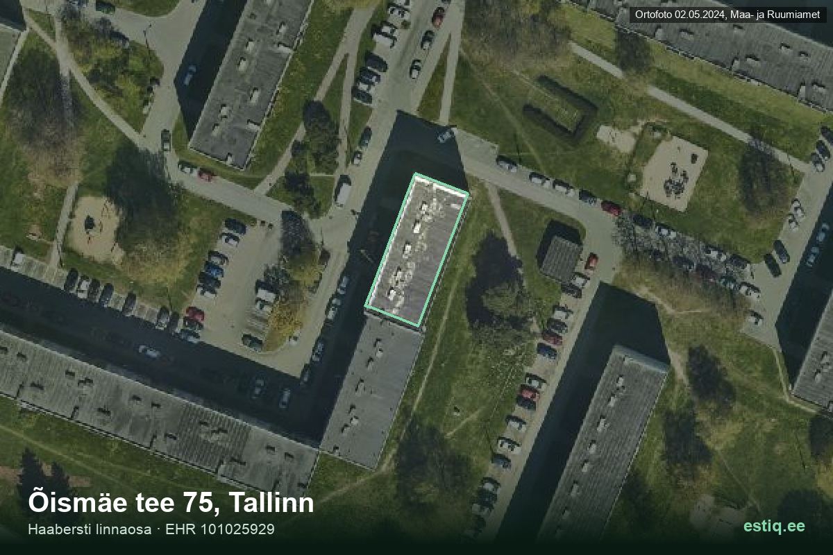 Õismäe tee 75, Tallinn – hoone aerofoto, kontuur ehitisregistri (EHR) andmetest