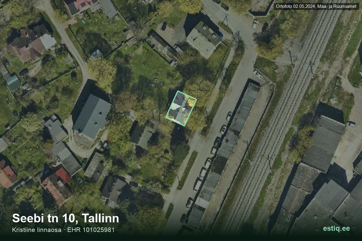 Seebi tänav 10, Tallinn – hoone aerofoto, kontuur ehitisregistri (EHR) andmetest