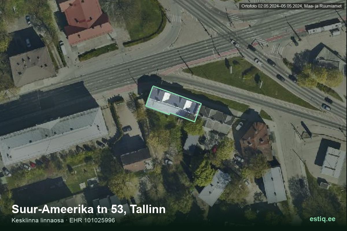 Suur-Ameerika tänav 53, Tallinn – aerial photo of the building, outline from the Building Register (EHR)