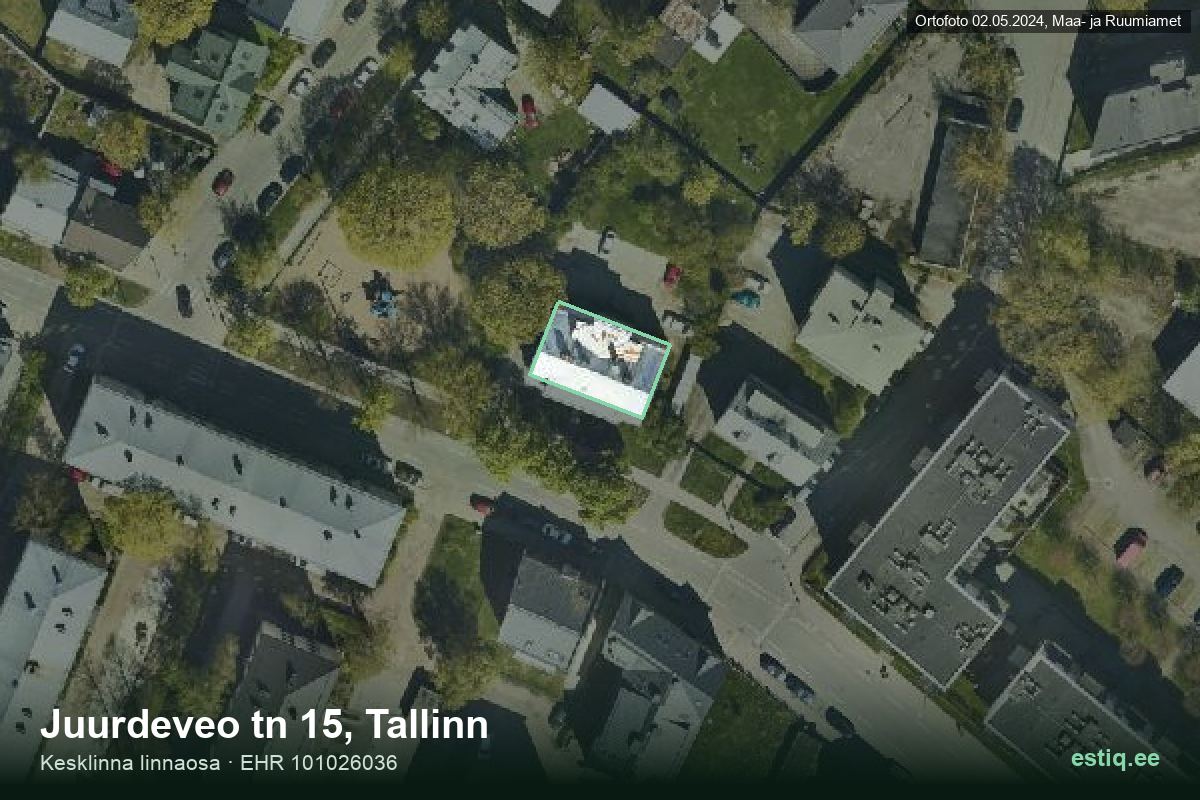 Juurdeveo tänav 15, Tallinn – hoone aerofoto, kontuur ehitisregistri (EHR) andmetest