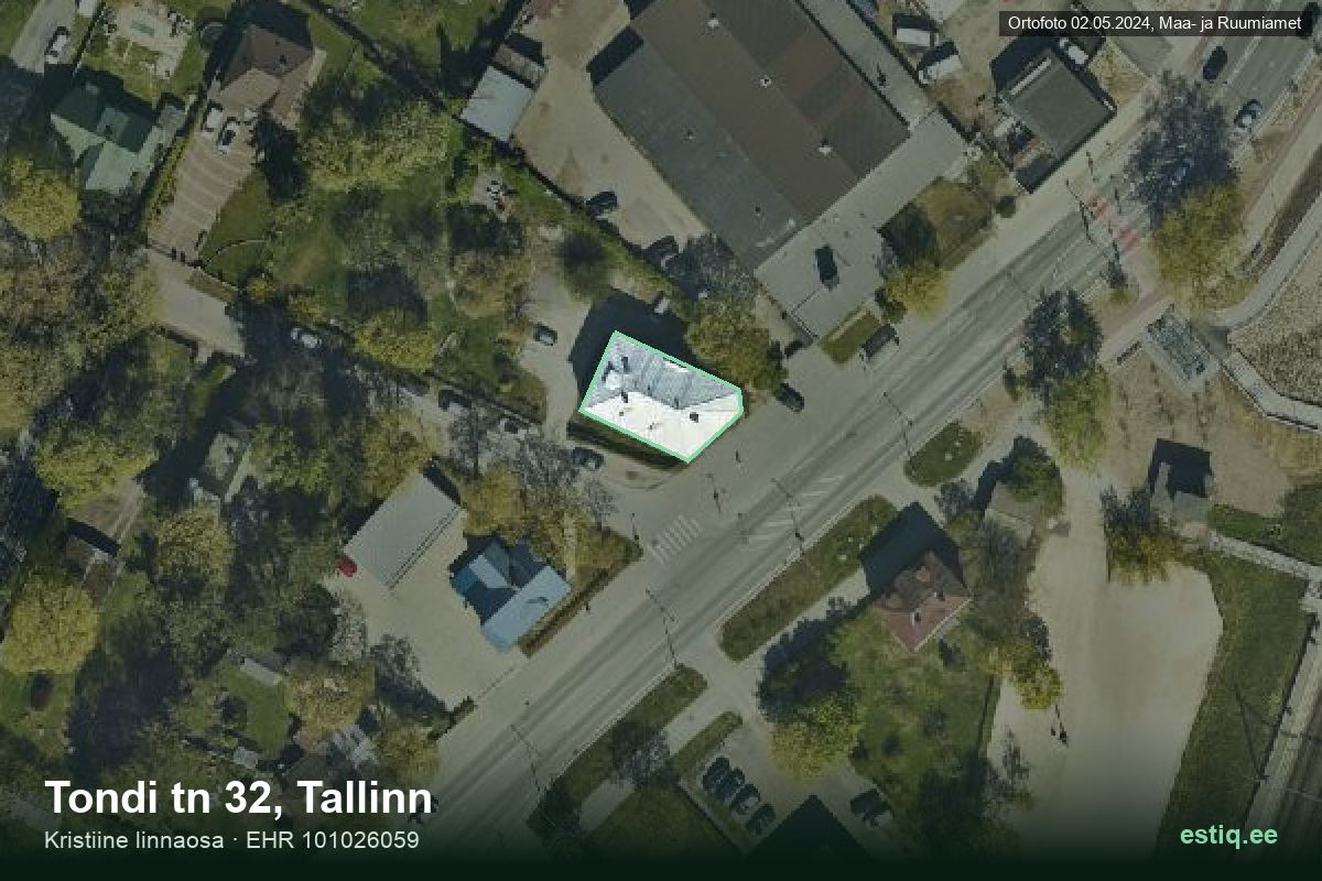 Tondi tänav 32, Tallinn – hoone aerofoto, kontuur ehitisregistri (EHR) andmetest