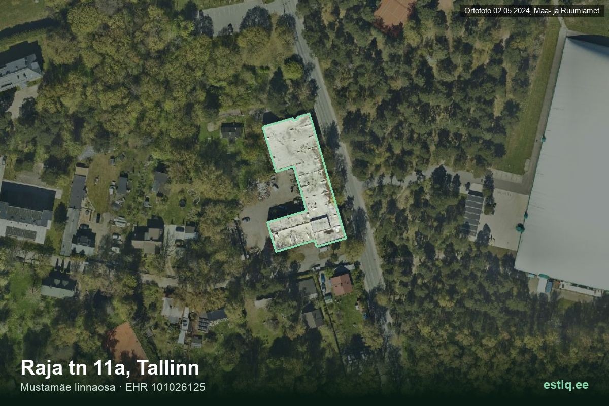 Raja tänav 11a, Tallinn – hoone aerofoto, kontuur ehitisregistri (EHR) andmetest