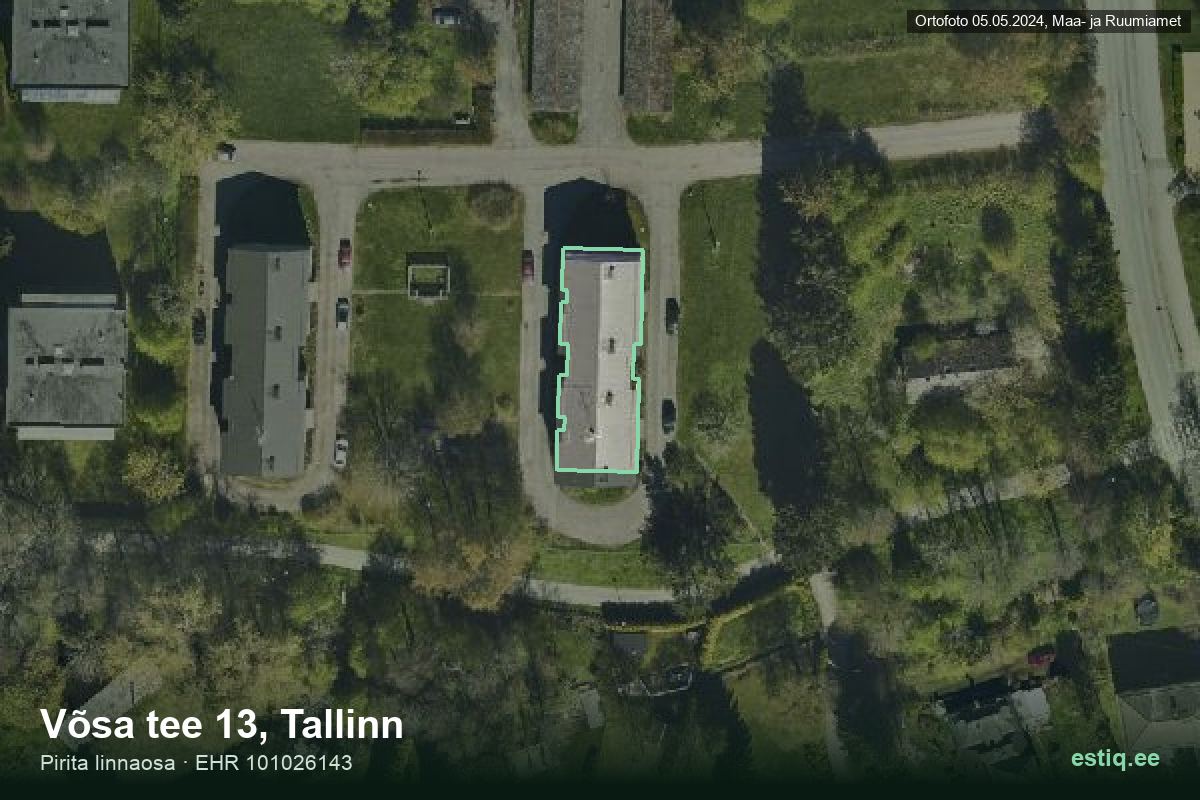 Võsa tee 13, Tallinn – ilmakuva rakennuksesta, ääriviiva rakennusrekisteristä (EHR)