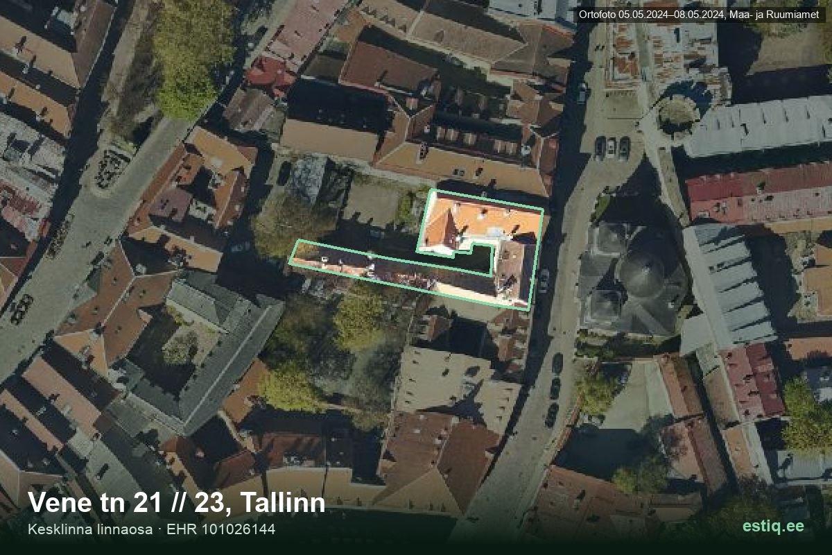 Vene tänav 21, Tallinn – ilmakuva rakennuksesta, ääriviiva rakennusrekisteristä (EHR)