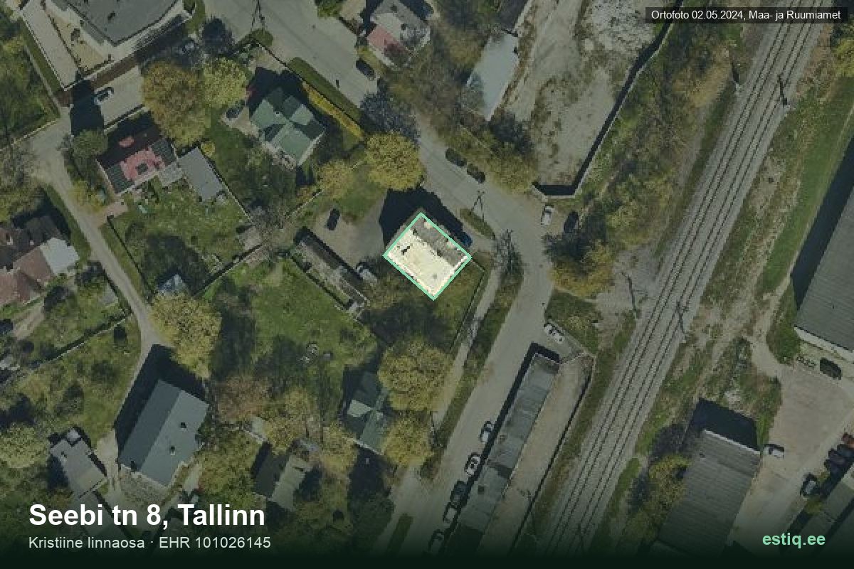 Seebi tänav 8, Tallinn – hoone aerofoto, kontuur ehitisregistri (EHR) andmetest