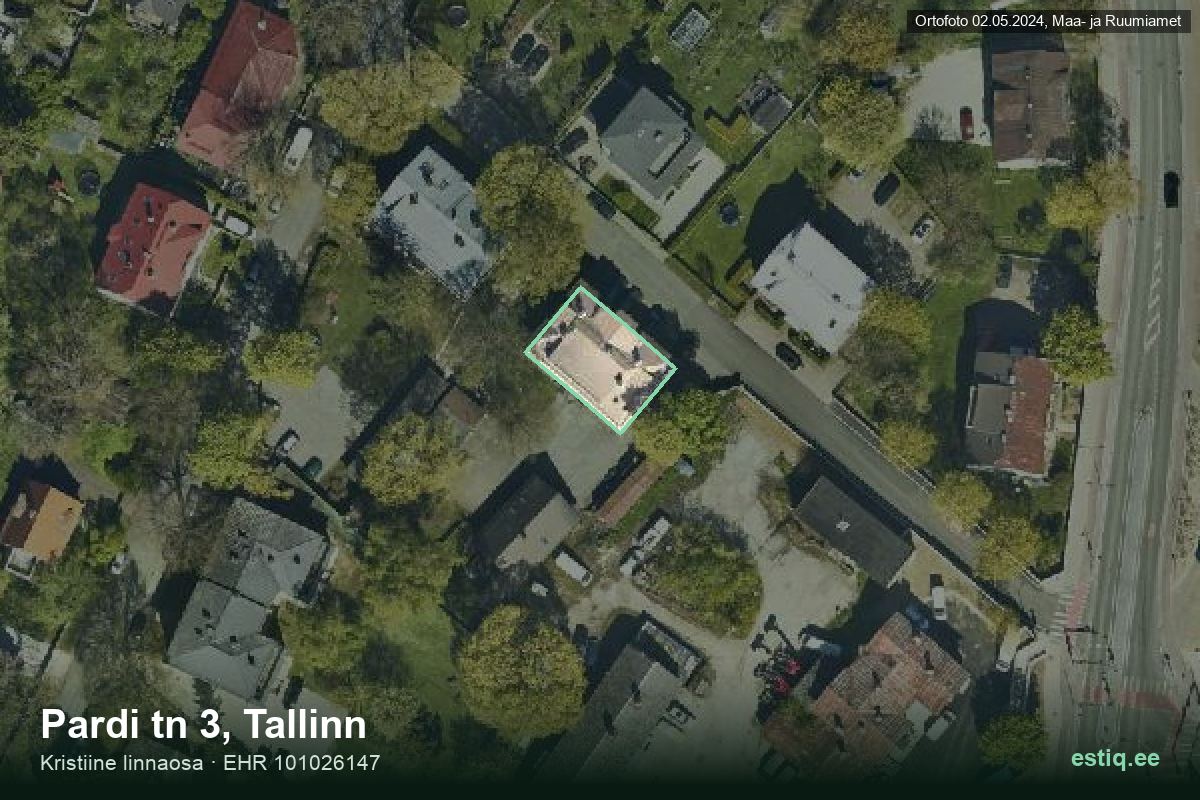 Pardi tänav 3, Tallinn – aerial photo of the building, outline from the Building Register (EHR)