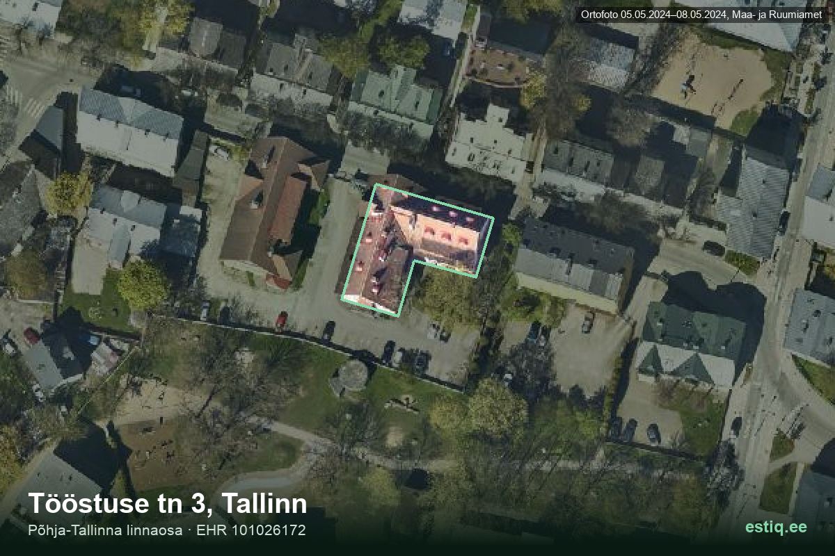Tööstuse tänav 3, Tallinn – hoone aerofoto, kontuur ehitisregistri (EHR) andmetest