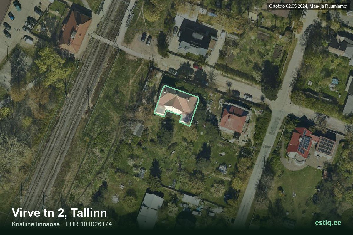 Virve tänav 2, Tallinn – аэрофото дома, контур по данным регистра строений (EHR)
