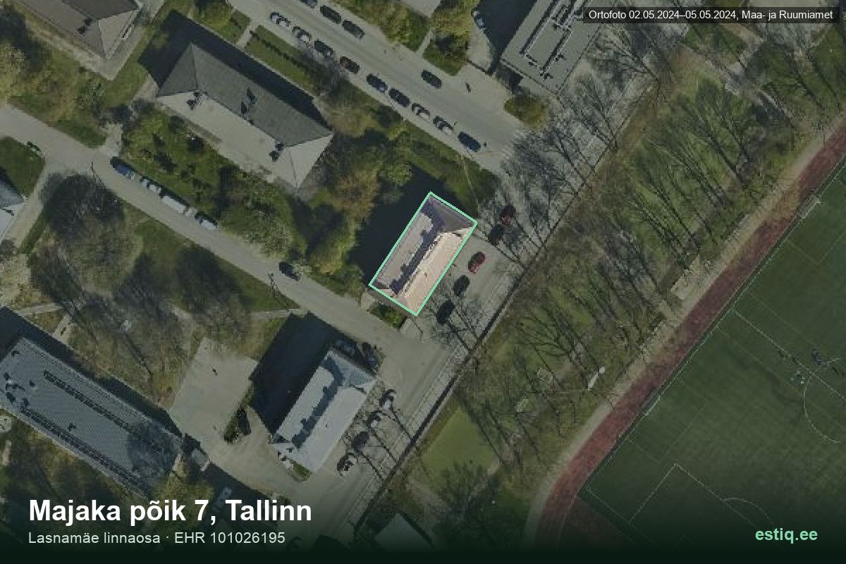 Majaka põik 7, Tallinn – hoone aerofoto, kontuur ehitisregistri (EHR) andmetest