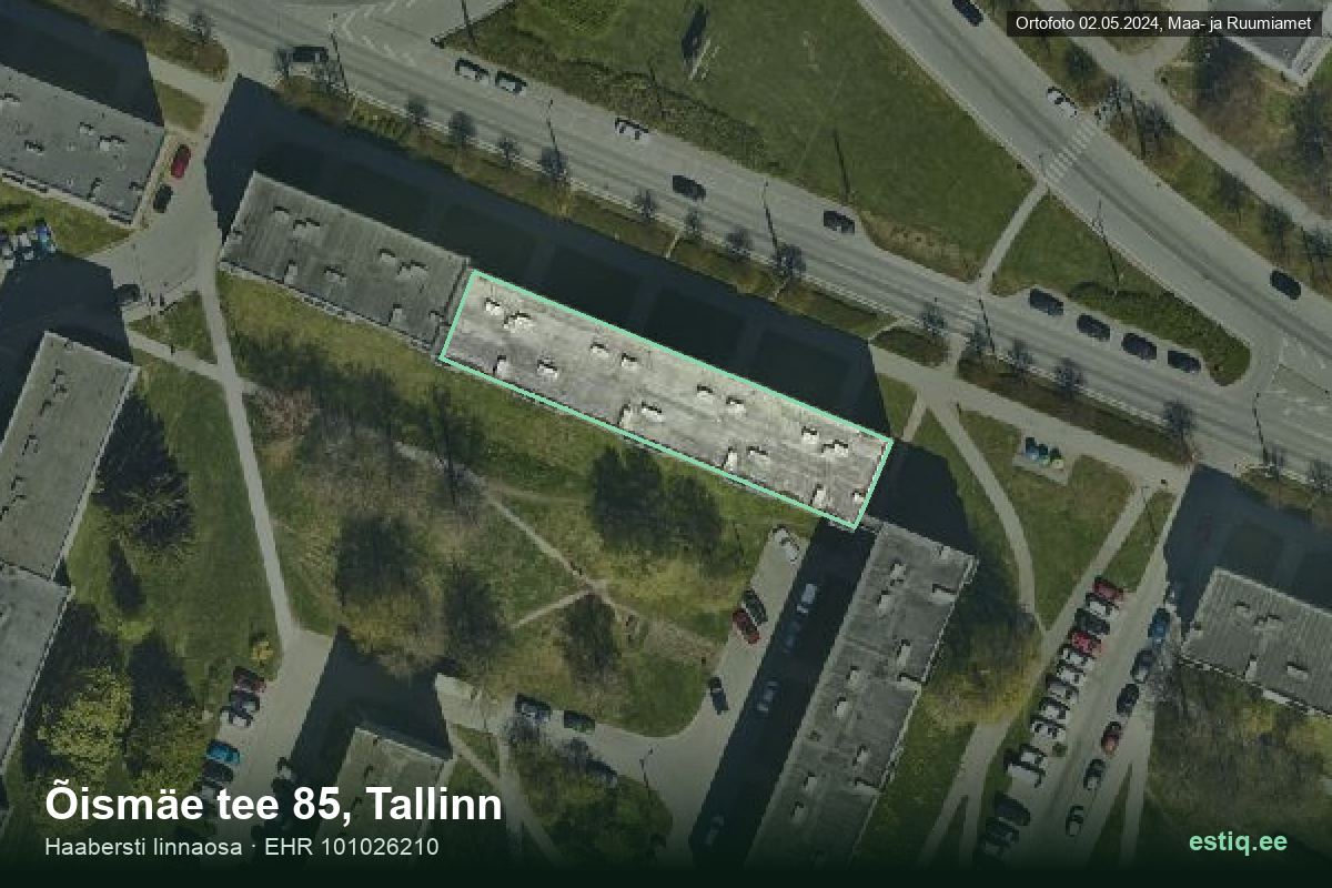 Õismäe tee 85, Tallinn – ilmakuva rakennuksesta, ääriviiva rakennusrekisteristä (EHR)