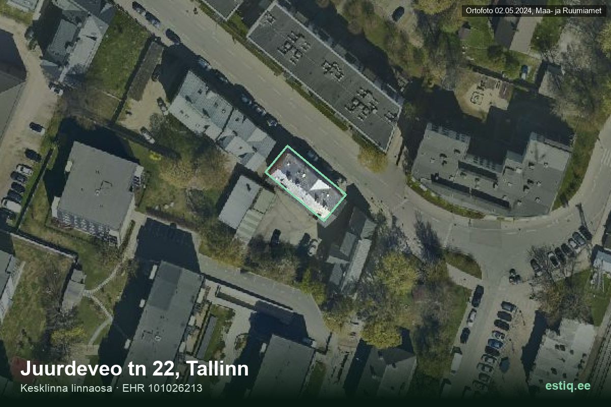 Juurdeveo tänav 22, Tallinn – hoone aerofoto, kontuur ehitisregistri (EHR) andmetest